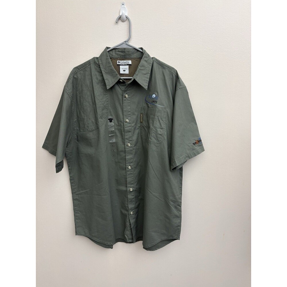 NWT Columbia Mens White Wing S/S Fishing Shirt Size L Cypress Green Relaxed Fit